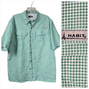 HABIT Men's River Guide Fishing Shirt Blarney Seafarer Check Vented Short Sleeve